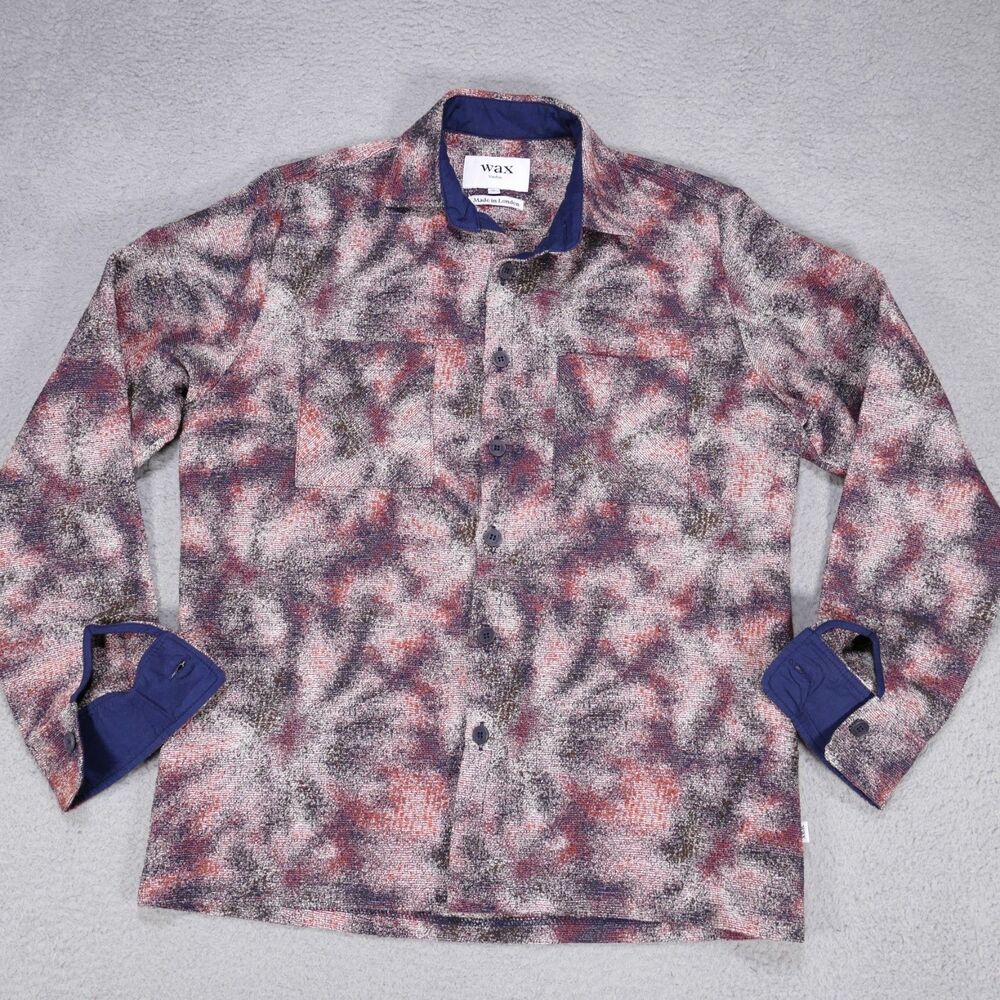 Wax London Whiting Overshirt Men’s Medium Abstract Print Long Sleeve
